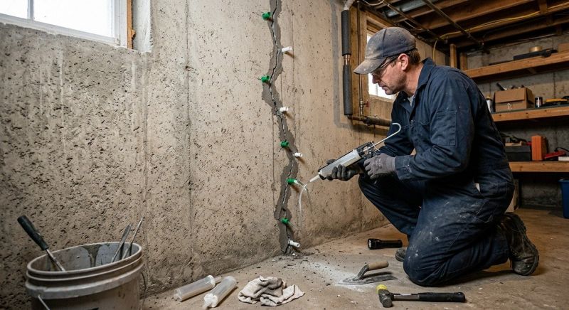 Cracked Basement Floor Repair in Reisterstown, MD